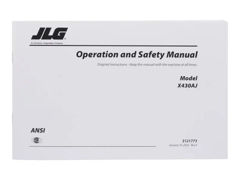 JLG Part # 3121773 | MNL, X430AJ OPERATOR/SAFETY, EA