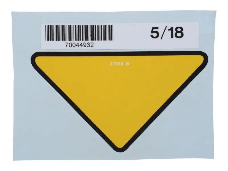 JLG Part # 37056 | GN-DECAL, TRIANGLE, YELLOW, EA