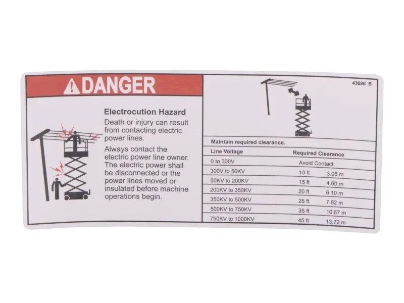 JLG Part # 43696GN | GN-DANGER ELEC HAZ GS, EA