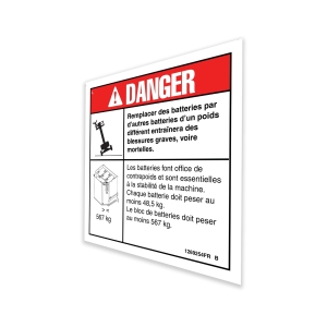 Genie Lift Part # 1269254FRGT - DECAL, WORD, BATT WEIGHT/TIP OVER, Z60E, EA