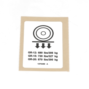 Genie Lift Part # 1270489GT - DECAL,WHEEL LOAD,GR/GRC, EA