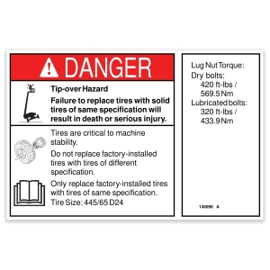 Genie Lift Part # 146098GT - DECAL,SOLID TIRE,445/65-24, EA