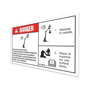 Genie Lift Part # 231448FRGT - DECAL,DANGER,TIPOVER TILT ALAR, EA