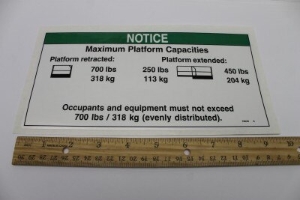 Genie Lift Part # 78028GT - DECAL,NOTICE,MAXCAP,3246 AU/CE, EA