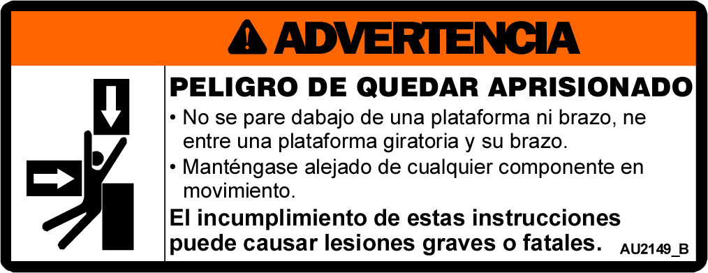 JLG Part # AU2149 | DECAL,CRUSHING HAZARD, EA