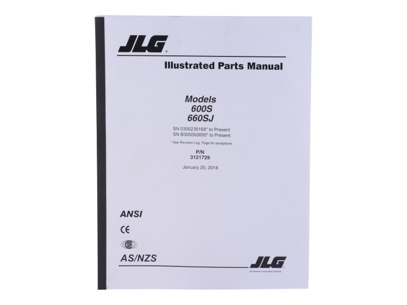 JLG Part # 3121729 | MNL, 600S GBL PARTS, EA