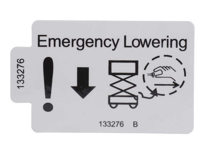 JLG Part # 70041481 | DECAL,EMERGENCY LOWERING, EA