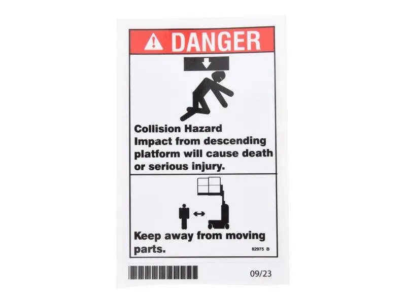 JLG Part # 82975 | GN-DECAL,DANGER, COLLISION, EA