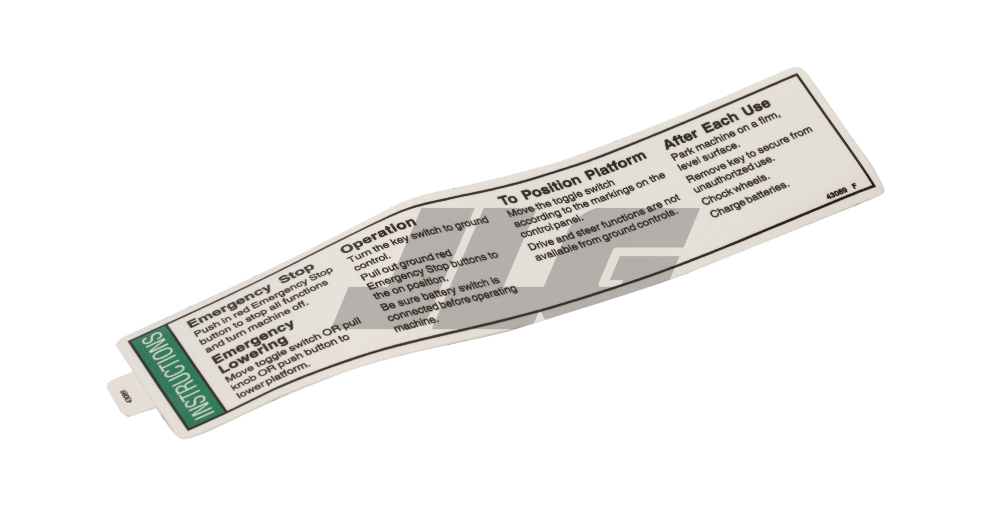 JLG Part # 70040473 | INSTRUCTIONS OPER,GCP, EA