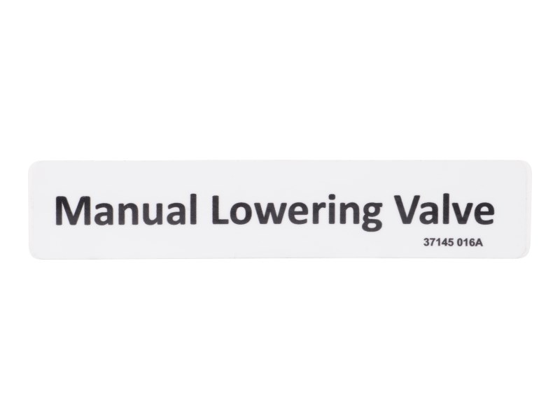 JLG Part # 70043619 | DECAL,MANUAL LOWERING VALVE, EA