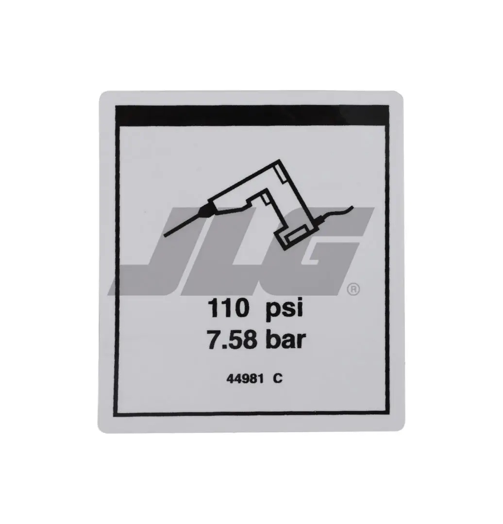JLG Part # 44981GN | GN-LABEL,AIRLINE 110 PSI, EA