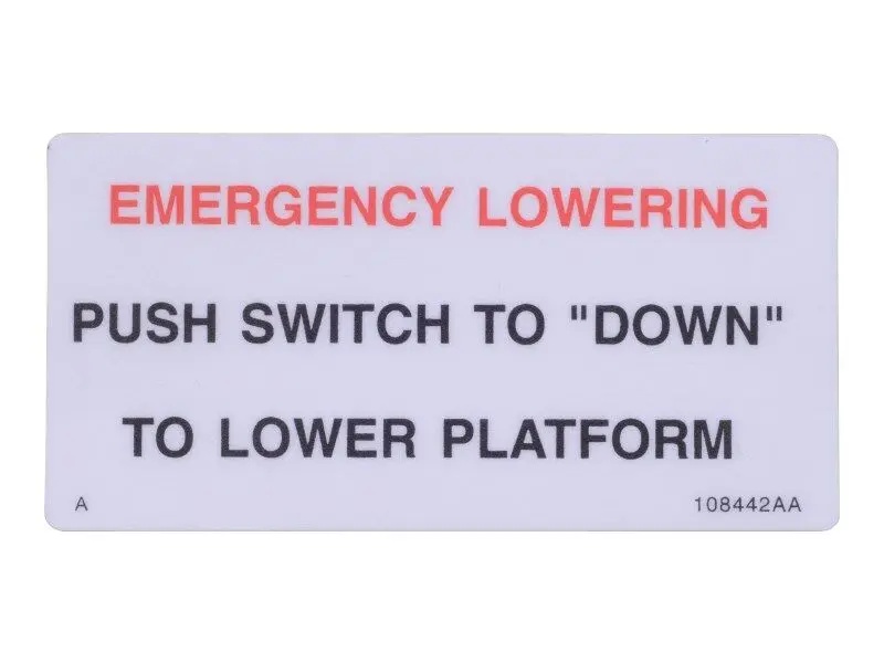 JLG Part # 70041557 | DECAL, PUSH SW TO DOWN, EA
