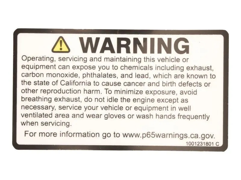 JLG Part # 1001231801 | DECAL,WARNING PROP 65, EA