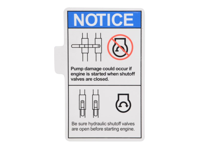 JLG Part # 70041486 | DECAL,NOTICE,SHUTOFF VALVE, EA