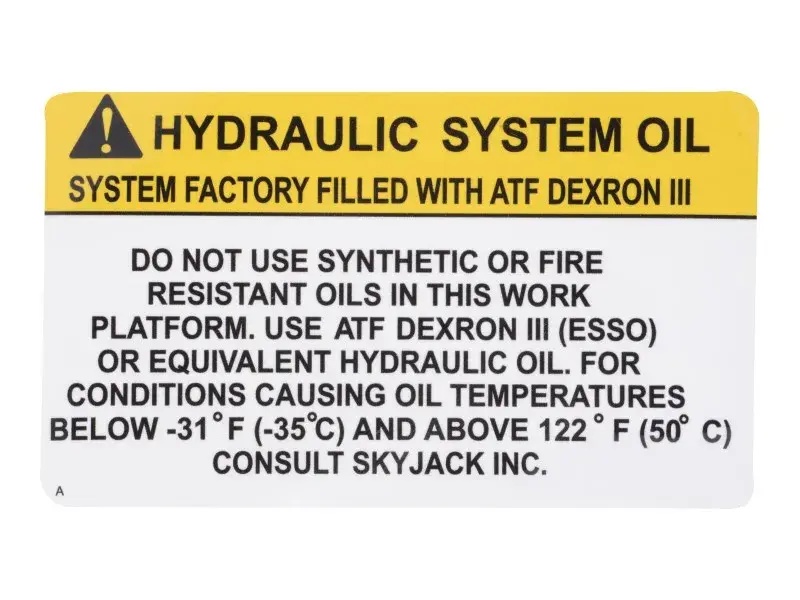 JLG Part # 70041545 | DECAL, HYD OIL, EA
