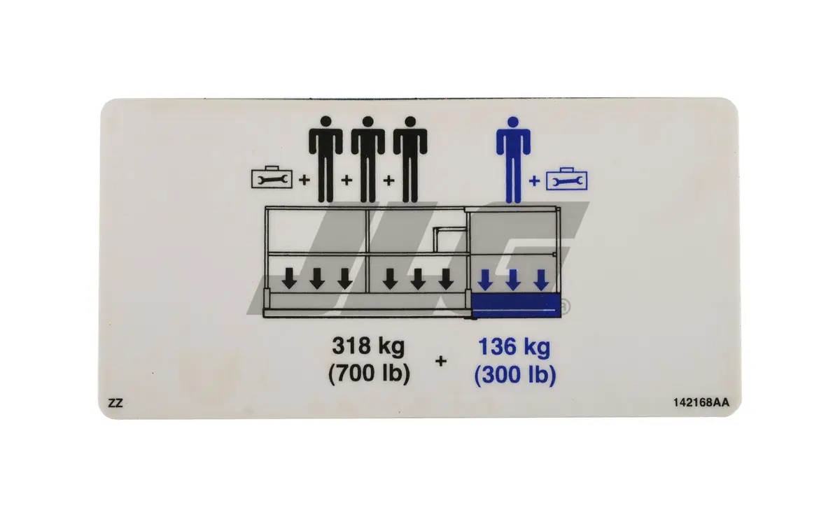 JLG Part # 70040894 | PLTFM CAPACITY DECAL, EA