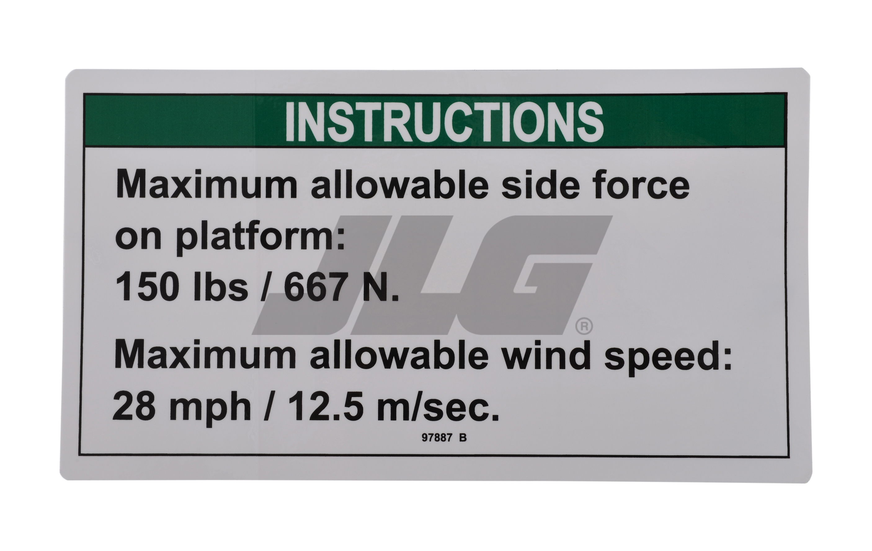 JLG Part # 70040455 | MAX SIDE FRC ANSI, EA