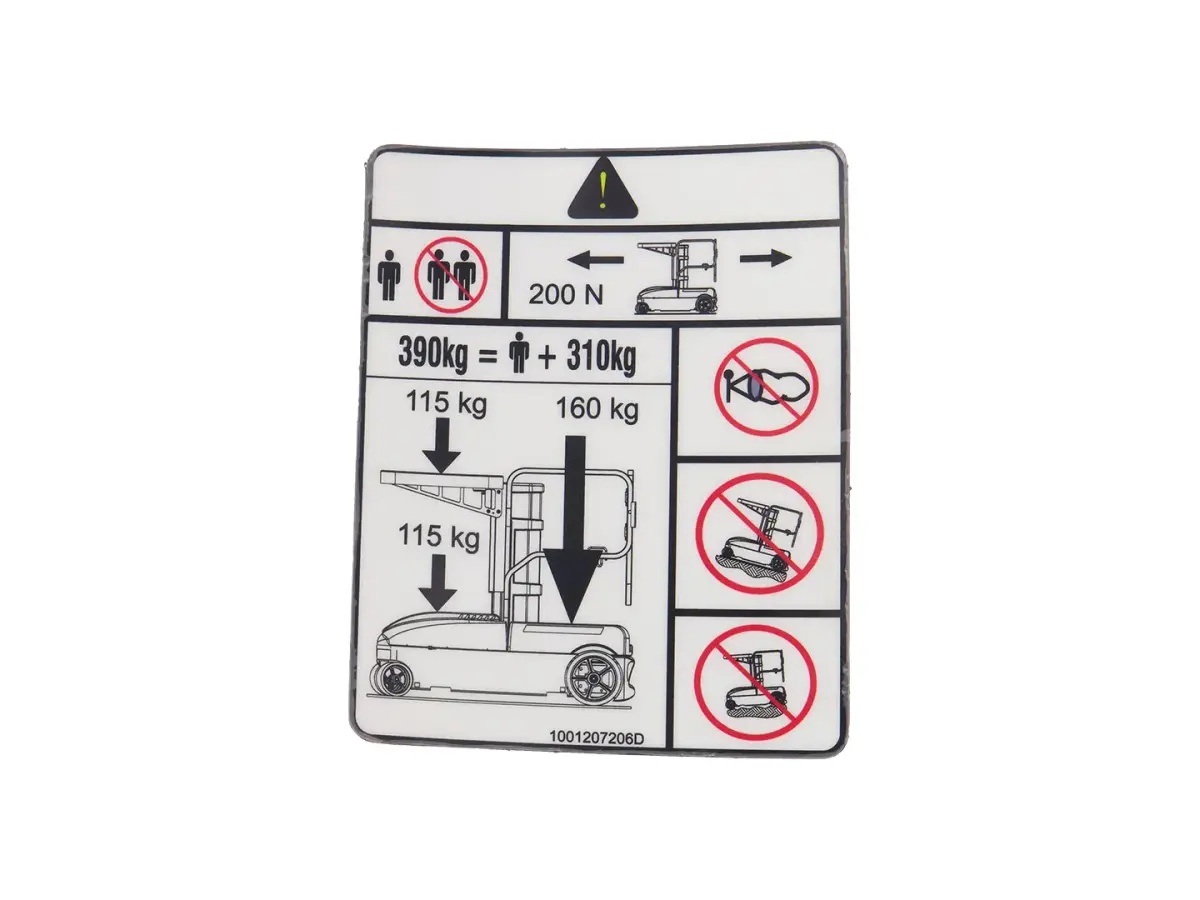 JLG Part # 1001207206 | DECAL,CAPACITY, EA