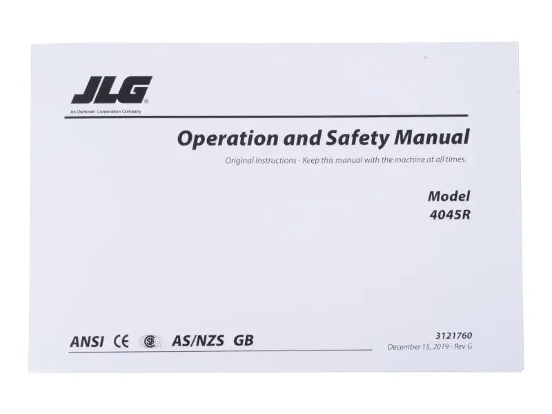 JLG Part # 3121760 | MNL, 4045R GBL OPER/SAFETY, EA