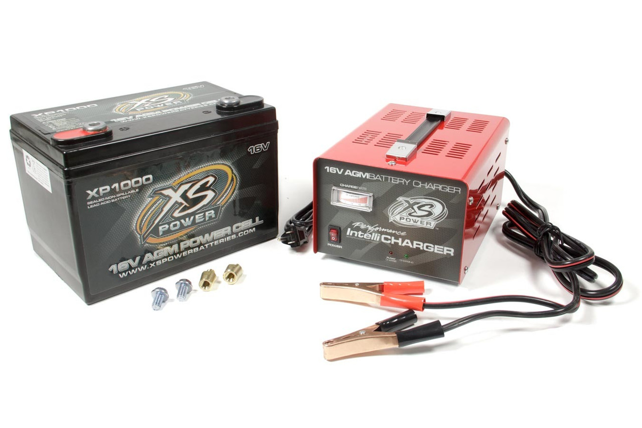 Xs Power Battery XP1000CK2 AGM Battery 16V 2 Post w/15A IntelliCharger -  