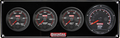 Quickcar Racing Products 69-3047 Redline 3-1 Gauge Panel OP/WT/Volt w/Recall Tach