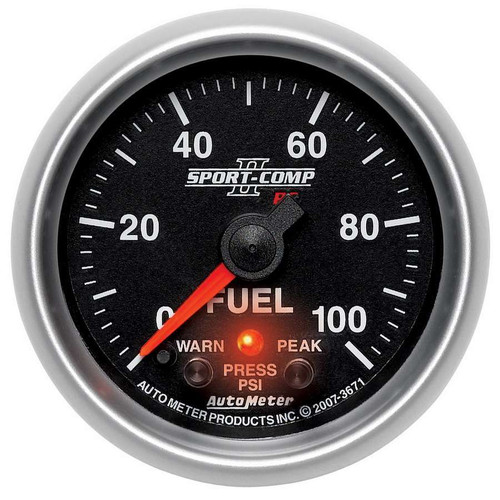 Autometer 3671 2-1/16 S/C II Fuel Press Gauge - 0-100psi