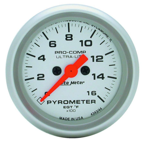Autometer 4344 2-1/16in U/L EGT Pyrometer Kit 0-1600