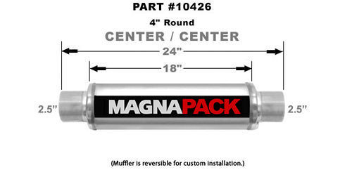 Magnaflow Perf Exhaust 10426 4in Round Muffler 2.5in In/Out