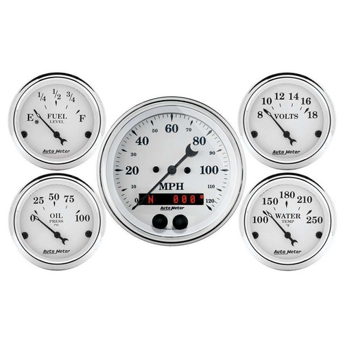 Autometer 1650 Old Tyme White Gauge Kit w/GPS Speedo