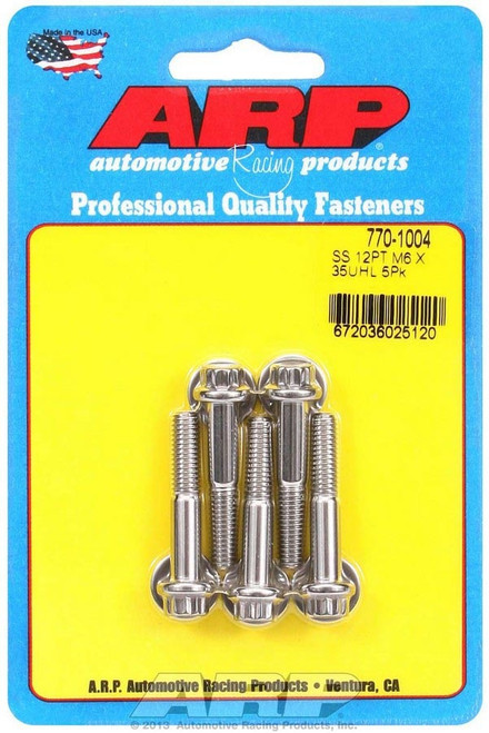 Arp 770-1004 S/S Bolt Kit - 12pt. (5) 6mm x 1.00 x 35