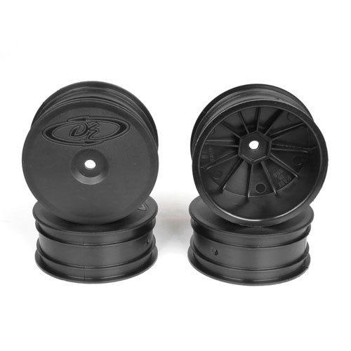 DE Racing SB4A4B Speedline Buggy Wheels for AE B64 and TLR22 3.0 Front, Black