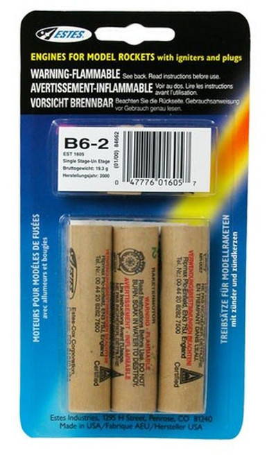 Estes Rockets 1605 B6-2 Model Rocket Engines (3pk)