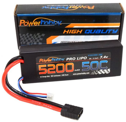 Power Hobby 2S520050CTRX 5200MAh 7.4V 2S 50C LiPo Battery with Hardwired Genuine