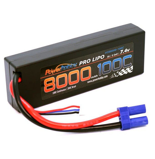 Power Hobby 2S8000100CEC5 2S 7.4V 8000MAH 100c-200c Lipo Battery w/ EC5 Plug