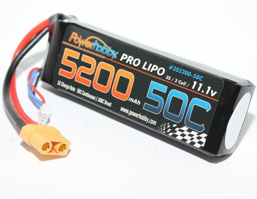 Power Hobby 3S520050C 5200mAh 11.1V 3S 50C LiPo Battery w/ Hardwired XT90