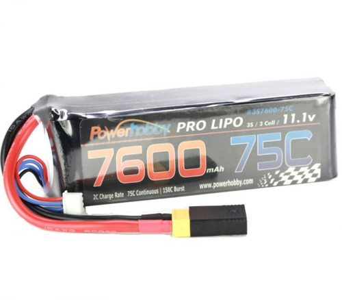 Power Hobby 3S760075CXT60APT 7600mAh 11.1V 3S 75C LiPo Battery with Hardwire XT60