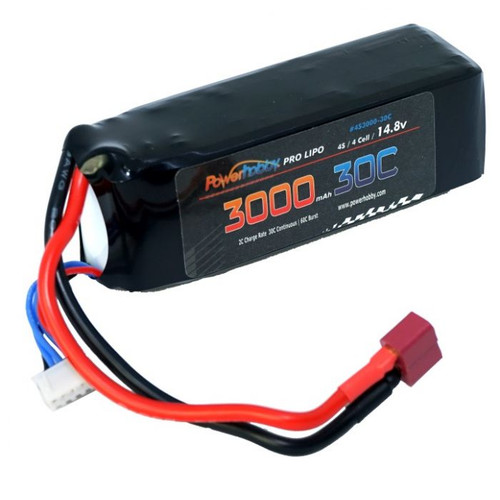 Power Hobby 4S300030CDNS 4S 14.8V 3000MAH 50C W/ Deans