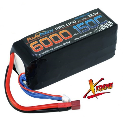 Power Hobby 6S6000150CXT90EX 6S 22.2V 6000MAH 150-300C w/ XT90 Extrene