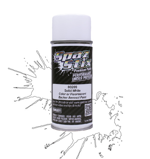 Spaz Stix 00209 SOLID WHITE / GLOW BACKER AEROSOL PAINT 3.5OZ