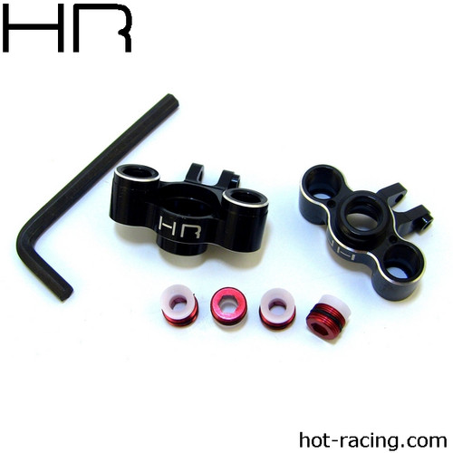 Hot Racing VXS2101 Black Aluminum Knuckles, 1/16 (Red Screw)