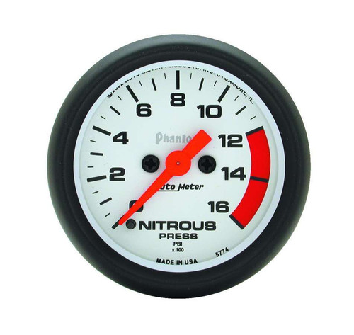 Autometer 5774 2-1/16in Phantom Nitrous Press. Gauge 0-1600psi