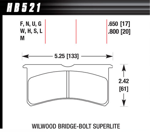 Hawk Brake HB521U800 SL Bridgebolt DTC-70