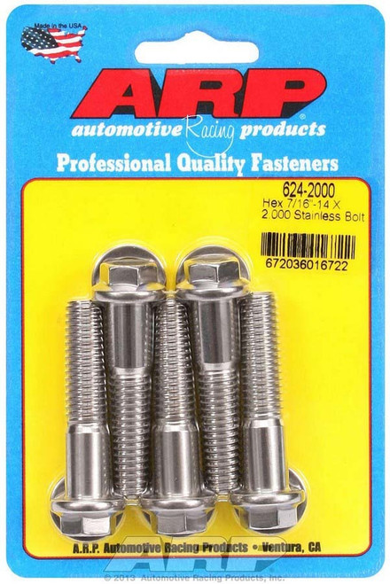 Arp 624-2000 S/S Bolt Kit - 6pt. (5) 7/16-14 x 2.000