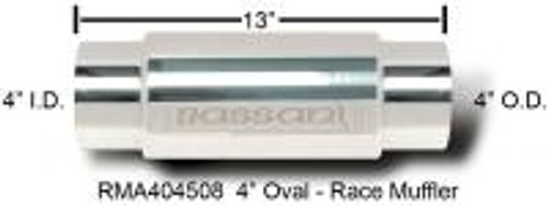 Bassani Xhaust RM404508 Universal Race Muffler Oval 4" x 14" For Racing applications. High resonance.