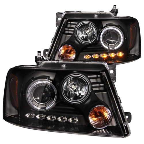 ANZO 111028 ANZO 2004-2008 Ford F-150 Projector Headlights w/ Halo and LED Black