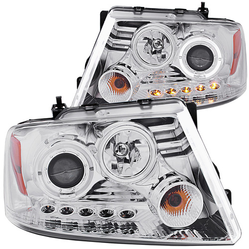 ANZO 111029 ANZO 2004-2008 Ford F-150 Projector Headlights w/ Halo and LED Chrome