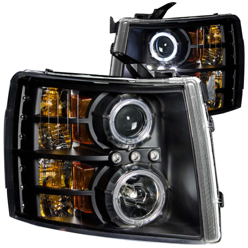 ANZO 111107 ANZO 2007-2013 Chevrolet Silverado 1500 Projector Headlights w/ Halo Black