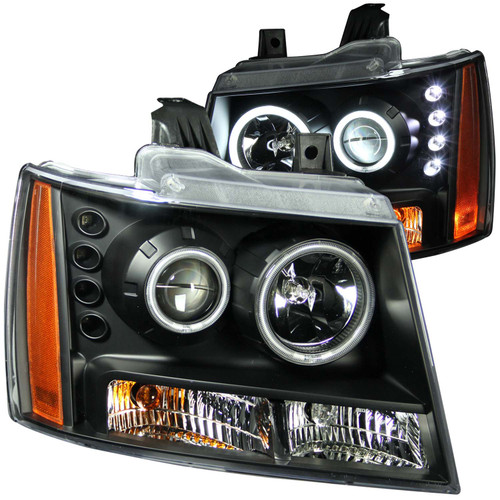 ANZO 111109 ANZO 2007-2013 Chevrolet Avalanche Projector Headlights w/ Halo Black (CCFL)