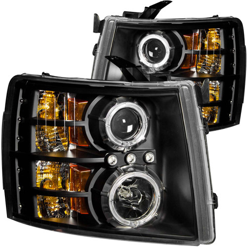 ANZO 111200 ANZO 2007-2013 Chevrolet Silverado 1500 Projector Headlights w/ Halo Black