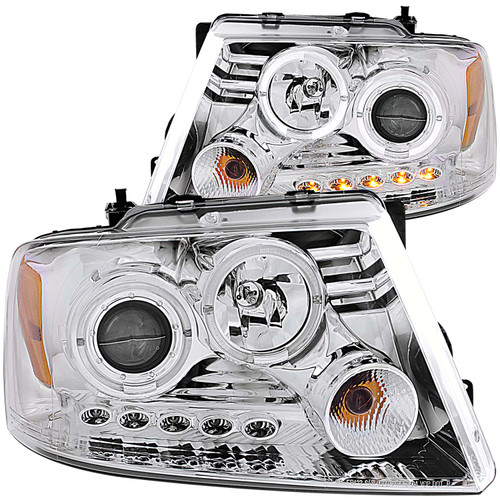 ANZO 111203 ANZO 2004-2008 Ford F-150 Projector Headlights w/ Halo and LED Chrome G2